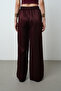 Women's Solid Color Shiny Fabric Wide Leg Elastic Waist Pants - 5