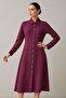 Women's Plum Long Sleeve Midi Shirt Dress - 3