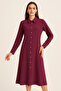 Women's Plum Long Sleeve Midi Shirt Dress - 6
