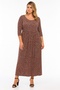Women's Plus Size Red, Waist Elastic Detail Crew Neck Viscose Pocket Dress 65N39130