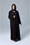 Open Front Red Flowers Prints Abaya