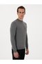 Gray Melange Slim Fit Quarter Collar Basic Knitwear Sweater 50296564-Vr086 - 3