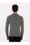 Gray Melange Slim Fit Quarter Collar Basic Knitwear Sweater 50296564-Vr086 - 5