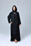 Open Front Green Flower Prints Abaya