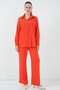 Women's Shirt Pants Knitted Two-Piece Set Orange 1004 - 5