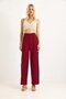 Women's Wide-Leg Pants with Side Stripes, Burgundy - 2