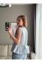 Front Tie Sleeveless Woven Blouse Blue - 5