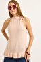 Halter Neck Knit Blouse Powder - 4