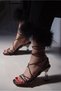 Elegance Stone-Embellished Sparkling Silver Lame Gray Ankle-Strap Transparent Heeled Stylish Evening Dress Shoes - 3