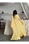 Women's Yellow Buttoned Openwork Spanish Sleeve Long Knit Cardigan (New Color) - 2