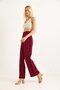 Women's Wide-Leg Pants with Side Stripes, Burgundy - 4