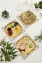 Pietra Gold 3-Piece Decorative Stainless Steel Special Presentation Tray with 4 Corners and Silver Flower Detail - 2
