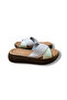 Genuine Leather Cross-Strapped High Sole Slippers - 5