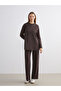 Lcw Modest Brown Plus Size Crew Neck Women's Sweatshirt Tunic - 3