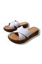 Genuine Leather Cross-Strapped High Sole Slippers - 7