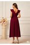 Flounce V-Neck Midi Length Crepe Dress - 2