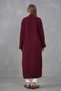 Burgundy Knitwear Fabric Double Pocket Shawl Collar Long Burgundy Cardigan 5001 - 2