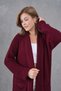 Burgundy Knitwear Fabric Double Pocket Shawl Collar Long Burgundy Cardigan 5001