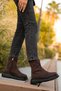 Brown Suede Women's Thick Sole Daily Short Boots 12365214 - 3