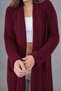 Burgundy Knitwear Fabric Double Pocket Shawl Collar Long Burgundy Cardigan 5001 - 7