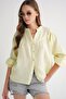 4733 Women's Drawstring Robe Long Sleeve Muslin Shirt Butter Yellow - 4