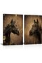 Framed Two-Piece Vintage Horse Canvas Prints – Rustic Wall Art 30x40 cm