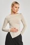 Boat Neck Women's Long Sleeve Bodysuit - Stone Color - 4