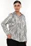 Lycra Jacquard Satin Plus Size Women's Shirt – Stylish and Comfortable Long Sleeve Patterned Shirt - 4