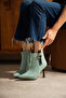 Holly Water Green Patent Leather 7 cm Heel Buckle Detail Boots Bottie - 2
