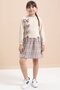Beige Girl's Plaid Skirt Dress with Bow Detail 21535