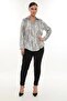 Lycra Jacquard Satin Plus Size Women's Shirt – Stylish and Comfortable Long Sleeve Patterned Shirt - 3