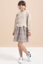 Beige Girl's Plaid Skirt Dress with Bow Detail 21535 - 6