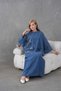 Women's Front Sequin and Pearl Embroidered Loose Fit Long Denim Dress with Large Pocket Detail - 3