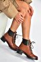 V555085503 Tan Genuine Leather Comfort Orthopedic Sole Women's Boots