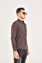 Brown Polka Dots Printed Poplin Cotton Lycra Slim Fit Men's Shirt - 5