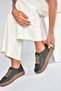 V999060503 Black Genuine Leather Women's Sports Shoes Sneakers - 2