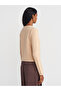 60935 Crew Neck Sequined Glitter Buttoned Knitwear Cardigan-Beige - 2