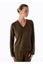 Khaki V-Neck Cashmere Knitwear - 4
