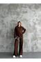 Women's Ribbed Knitwear Double Set Brown - 3