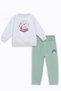 Green Crew Neck Printed Baby Girl Tracksuit Set