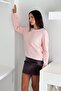 Pink Women's Basic Textured Knitwear Sweater Standard Size Long Sleeve Crew Neck - 7