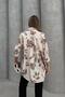Women's Floral Patterned Linen Shirt Brown - 6