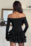 9102 Eteği̇ Layered Boat Neck Long Sleeve Dress - 6