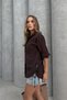 Women's Side Lace-Up Single Pocket Shirt Brown - 5