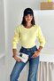 Yellow Women's Basic Textured Knit Sweater Standard Size Long Sleeve Crew Neck - 6
