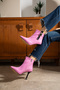 Holly Pink Leather 7 cm Heel Boots with Buckle Detail Botti̇e - 3