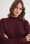 6849 Women's Seamless Stand Collar Knit Sweater Burgundy - 3