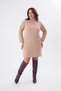Plus Size Knitwear Dress with Chest Detail in Beige - 7