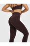 Brown High Waist Stretchy Fabric Jogger Fitness Leggings - 6