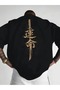 Unisex Oversize Printed Cotton Crew Neck Short Sleeve Black
